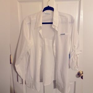 Columbia XL white button down shirt